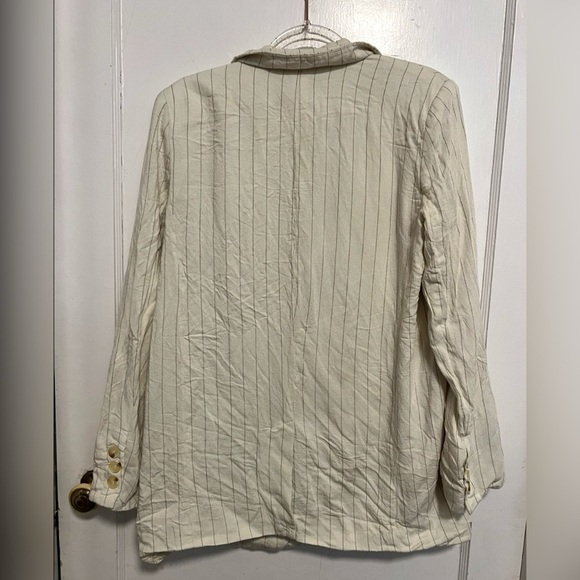 FREE PEOPLE CROSBY LINEN BLAZER STRIPED JACKET Size M - Picture 8 of 8
